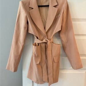Elegant Tan Women's Blazer Dress
